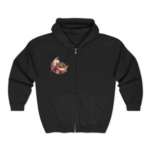 Moonlit Spoodies Zip Hoodie — Floral Moon & 'Moonlit Spoodies' Backprint