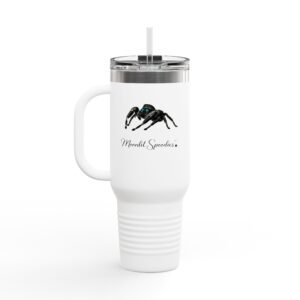 40oz Insulated Travel Mug — 'Moonlit Spoodies' Jumping Spider Design